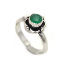 Toe Ring silver sterling 925 jewelry women's green onyx stone C 394